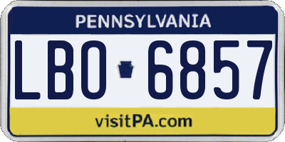 PA license plate LBO6857