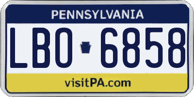 PA license plate LBO6858