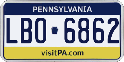 PA license plate LBO6862