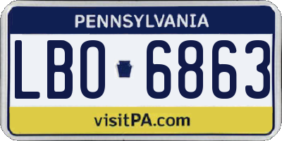 PA license plate LBO6863