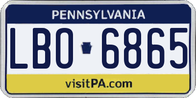 PA license plate LBO6865