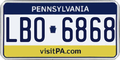 PA license plate LBO6868