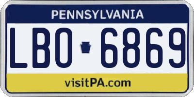 PA license plate LBO6869