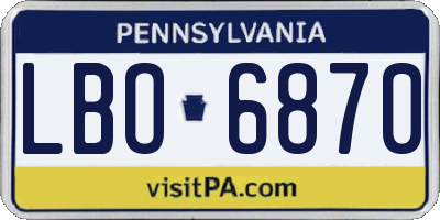 PA license plate LBO6870