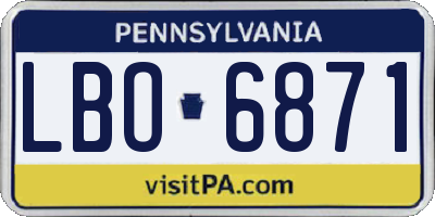 PA license plate LBO6871