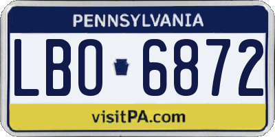 PA license plate LBO6872