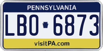 PA license plate LBO6873