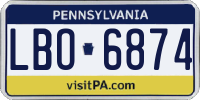 PA license plate LBO6874