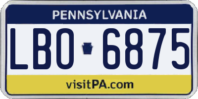 PA license plate LBO6875