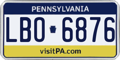 PA license plate LBO6876