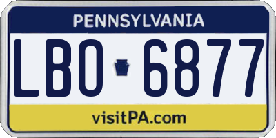 PA license plate LBO6877