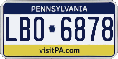 PA license plate LBO6878