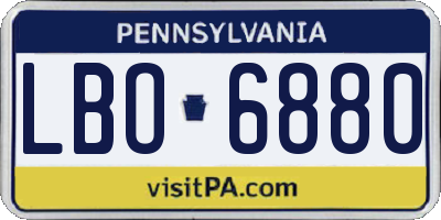PA license plate LBO6880