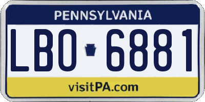 PA license plate LBO6881