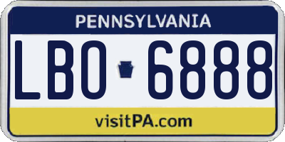 PA license plate LBO6888