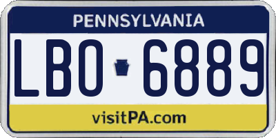 PA license plate LBO6889