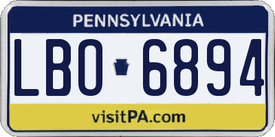 PA license plate LBO6894