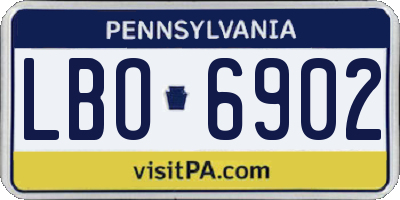 PA license plate LBO6902