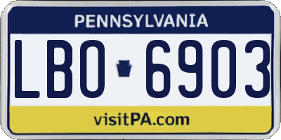 PA license plate LBO6903
