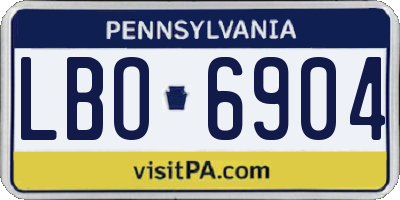 PA license plate LBO6904