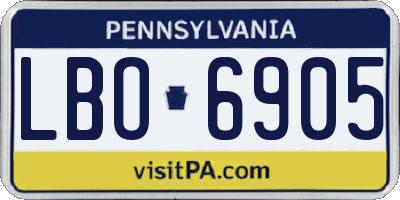 PA license plate LBO6905