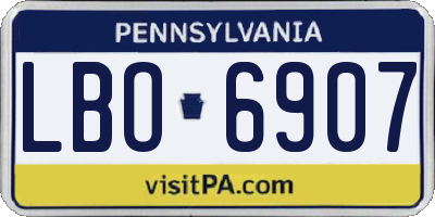 PA license plate LBO6907