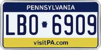 PA license plate LBO6909