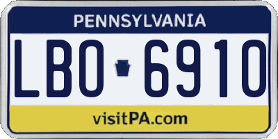 PA license plate LBO6910