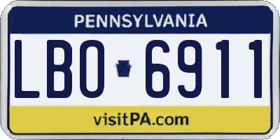 PA license plate LBO6911