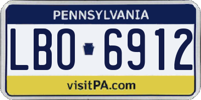 PA license plate LBO6912