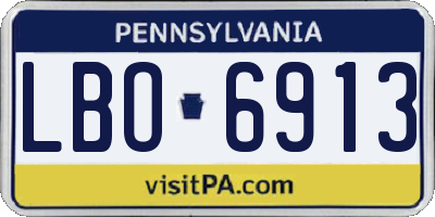 PA license plate LBO6913
