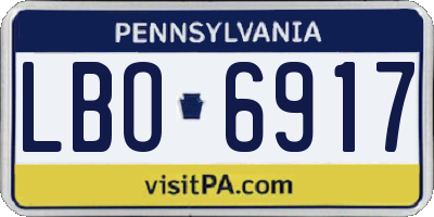 PA license plate LBO6917