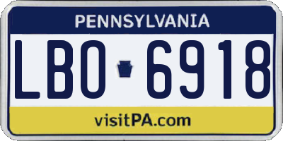 PA license plate LBO6918