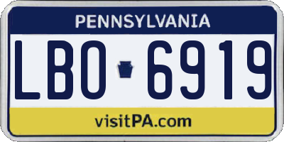 PA license plate LBO6919