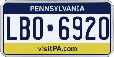 PA license plate LBO6920