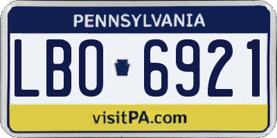 PA license plate LBO6921