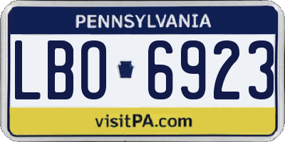 PA license plate LBO6923