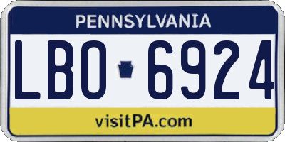 PA license plate LBO6924
