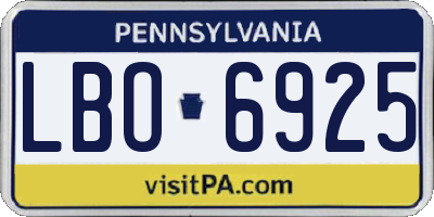 PA license plate LBO6925