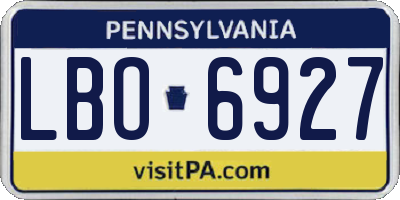 PA license plate LBO6927