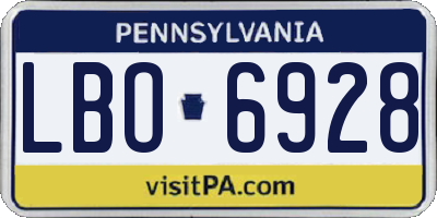 PA license plate LBO6928