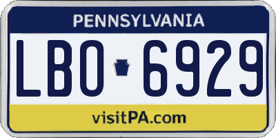 PA license plate LBO6929