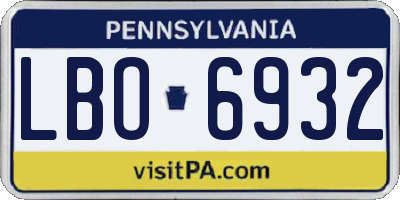 PA license plate LBO6932