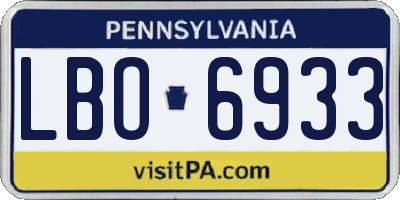 PA license plate LBO6933