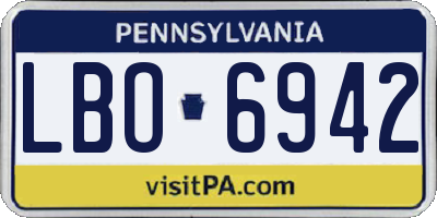 PA license plate LBO6942