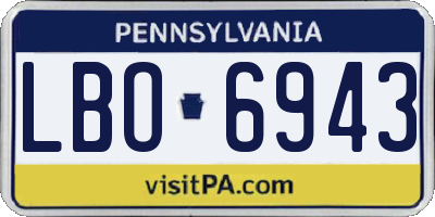 PA license plate LBO6943