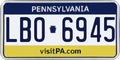 PA license plate LBO6945