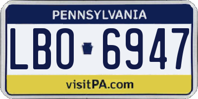 PA license plate LBO6947