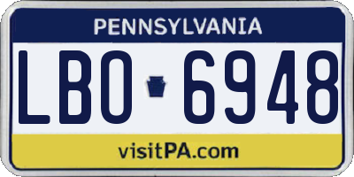 PA license plate LBO6948