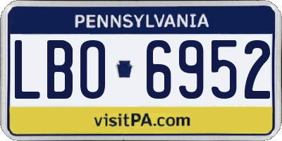 PA license plate LBO6952